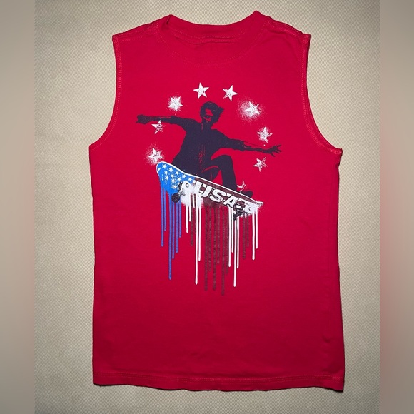 NWOT Red Sleeveless Tank Top with American Skateboarding Graphic Size Medium (8) - Picture 1 of 4